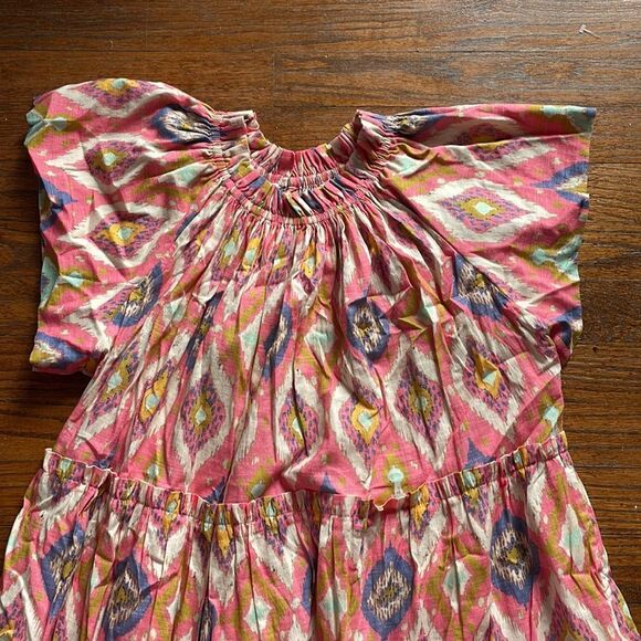 Charina Sarte Pink, Gold, Purple and Cream Geometric Tiered Swing Dress - Picture 2 of 7